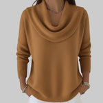 Loose Knit Red Sweater with Cowl Neck and Long Sleeves  