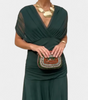 Elegant Dark Green Deep V-Neck Dress