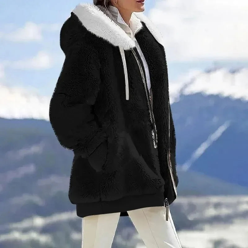 Oversized Fleece Hoodie Jacket for Women
