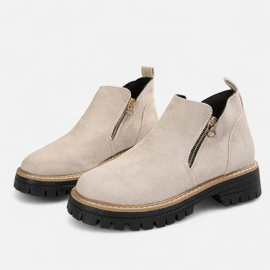 Short boots with lug sole for women