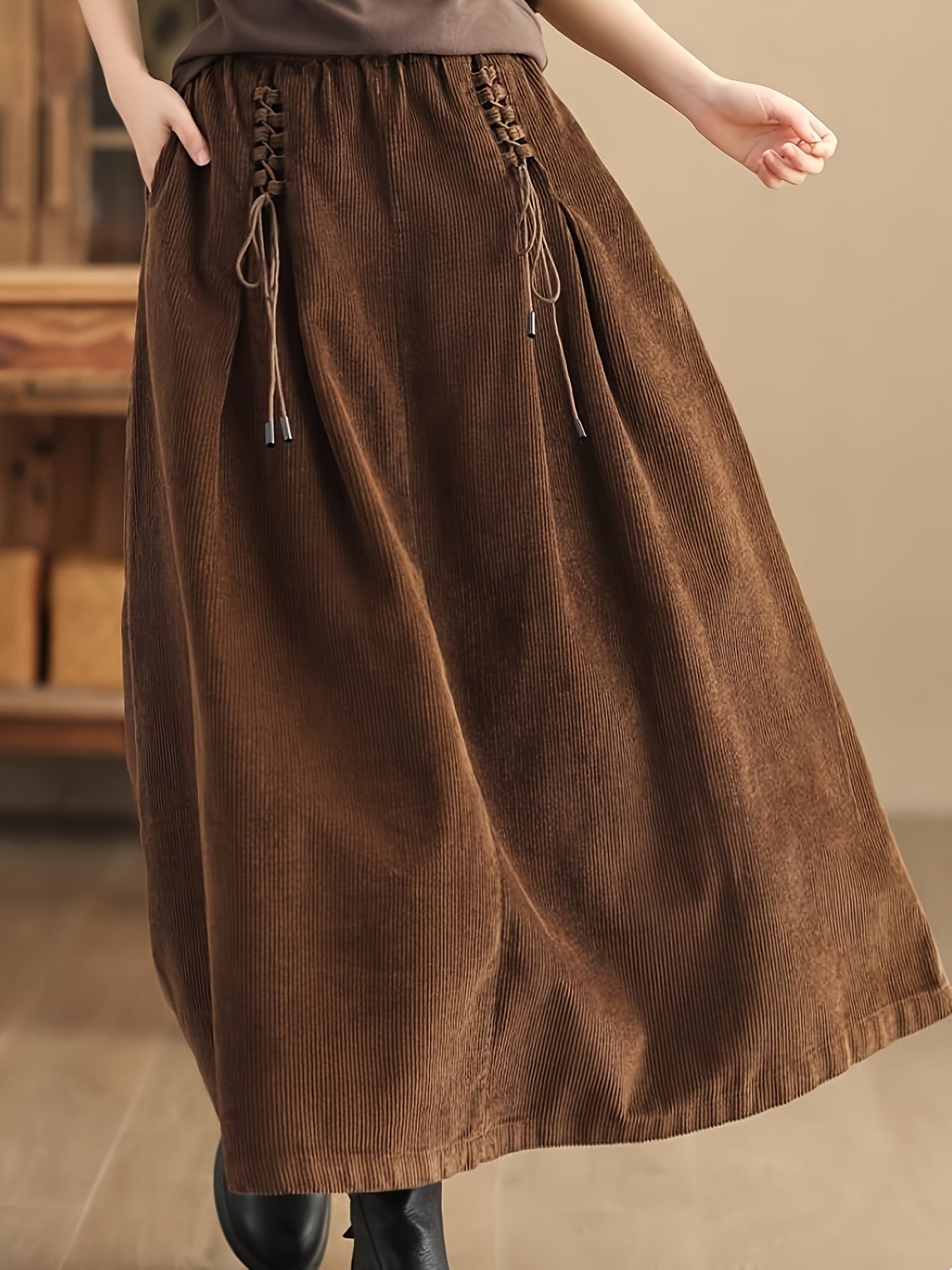 Jupe Maxi en Velours Côtelé pour Femme - Emilia Lane