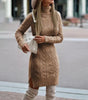 Fitted Short Long-Sleeve Sweater Dress with Turtleneck for Women