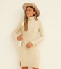 Fitted Short Long-Sleeve Sweater Dress with Turtleneck for Women