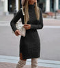 Fitted Short Long-Sleeve Sweater Dress with Turtleneck for Women