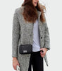 Long Houndstooth Pattern Coat for Women