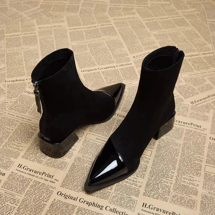 Pointed Suede Heel Boot for Women