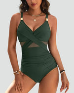 Maillot de Bain Une Pièce Sculptant pour Femme avec Filet | Idéal pour l'Été - Emilia Lane