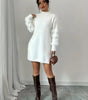 Mini Long-Sleeve Loose-Fit Knit Sweater Dress for Women