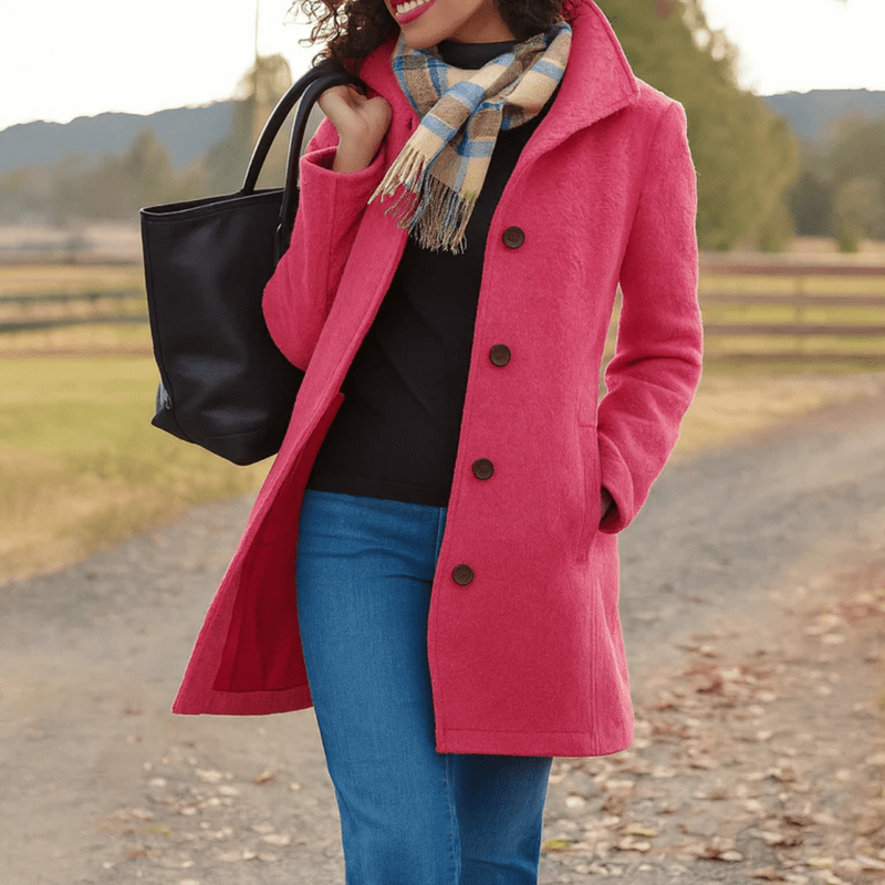 Manteau à Col Montant en Tissu Effet Laine pour Femme - Emilia Lane