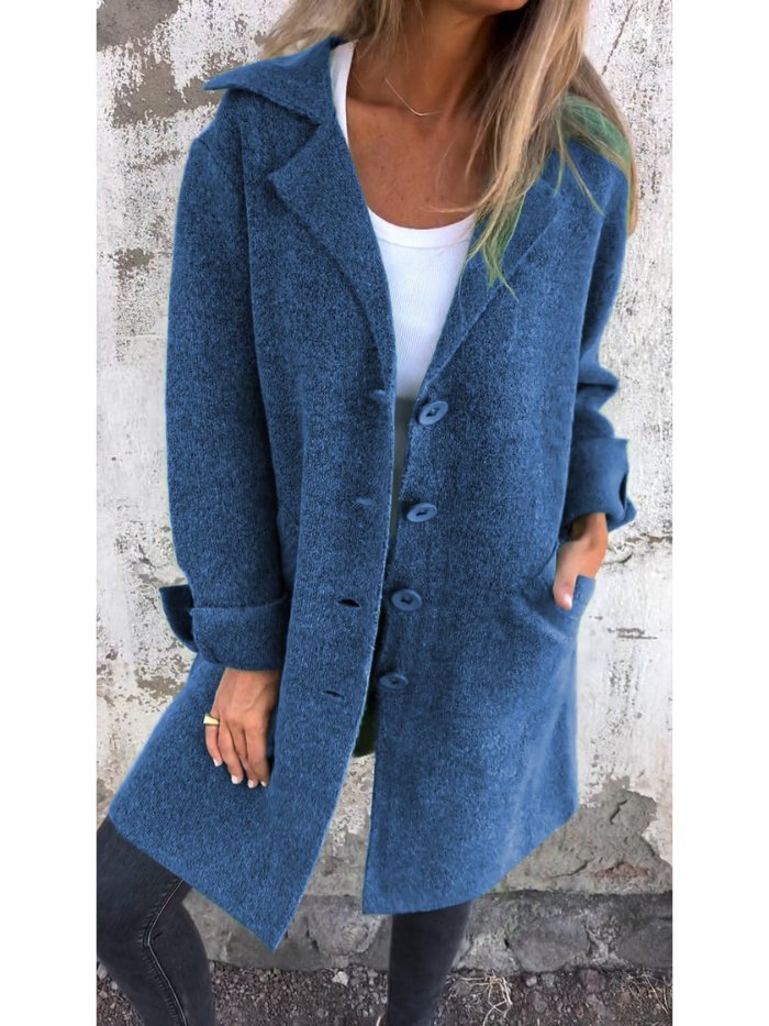 Manteau boutonné à col tailleur pour Femmes - Emilia Lane