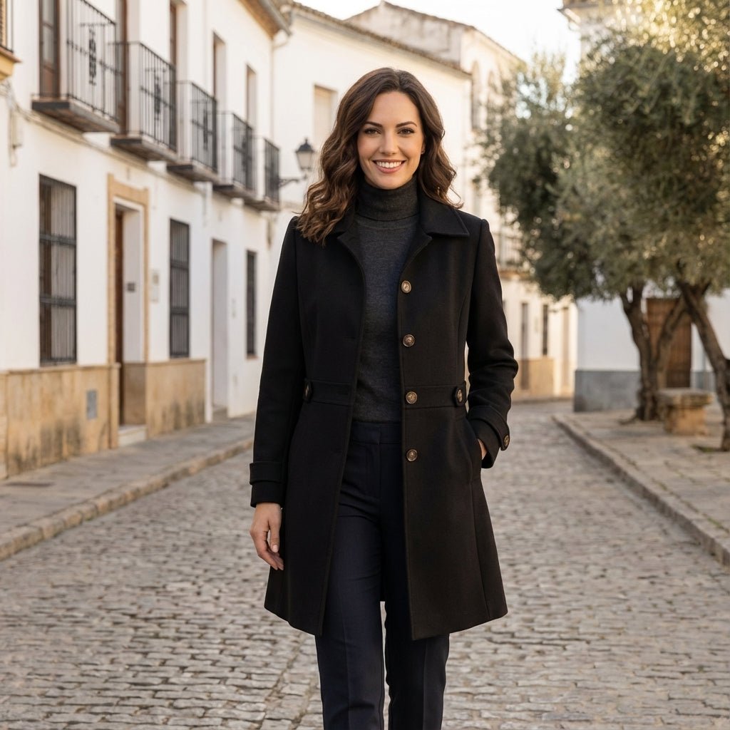 Manteau Élégant Mi - Long pour Femme - Emilia Lane