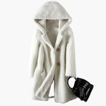 Manteau en laine mi - long à capuche pour femme - Emilia Lane
