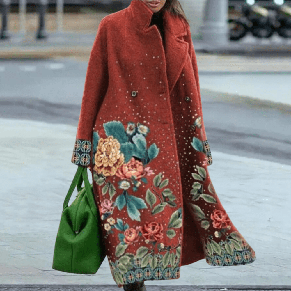 Manteau Imprimé Fleuri à Manches Longues pour Femmes - Emilia Lane