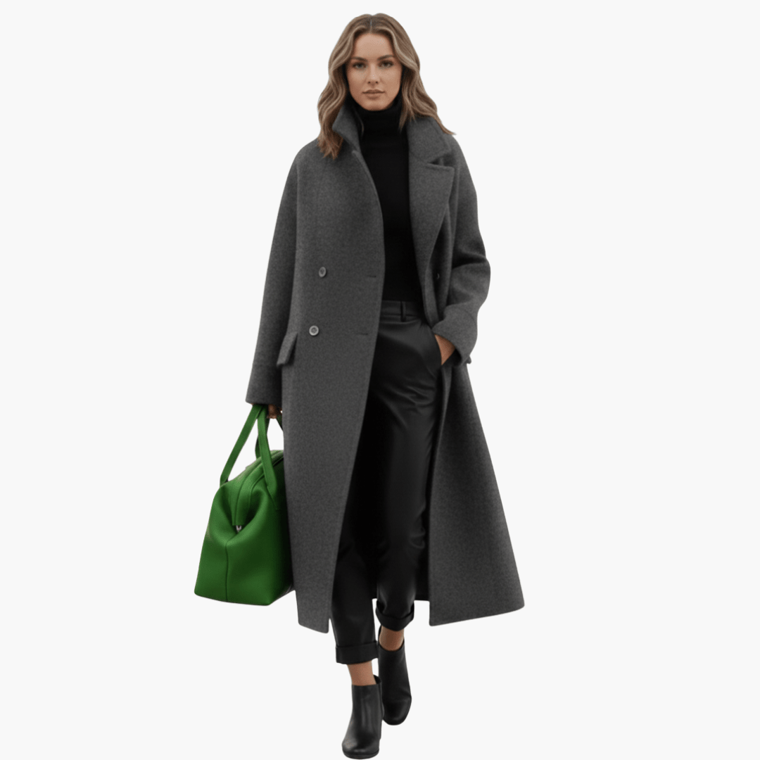 Manteau Long Col Montant avec Poches pour Femmes - Emilia Lane