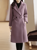 Manteau Long en Laine Mélangée à Double Boutonnage pour Femmes - Emilia Lane