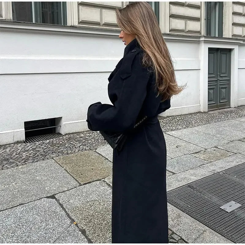 Manteau trench long à double boutonnage pour femmes - Emilia Lane