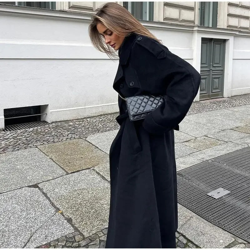 Manteau trench long à double boutonnage pour femmes - Emilia Lane