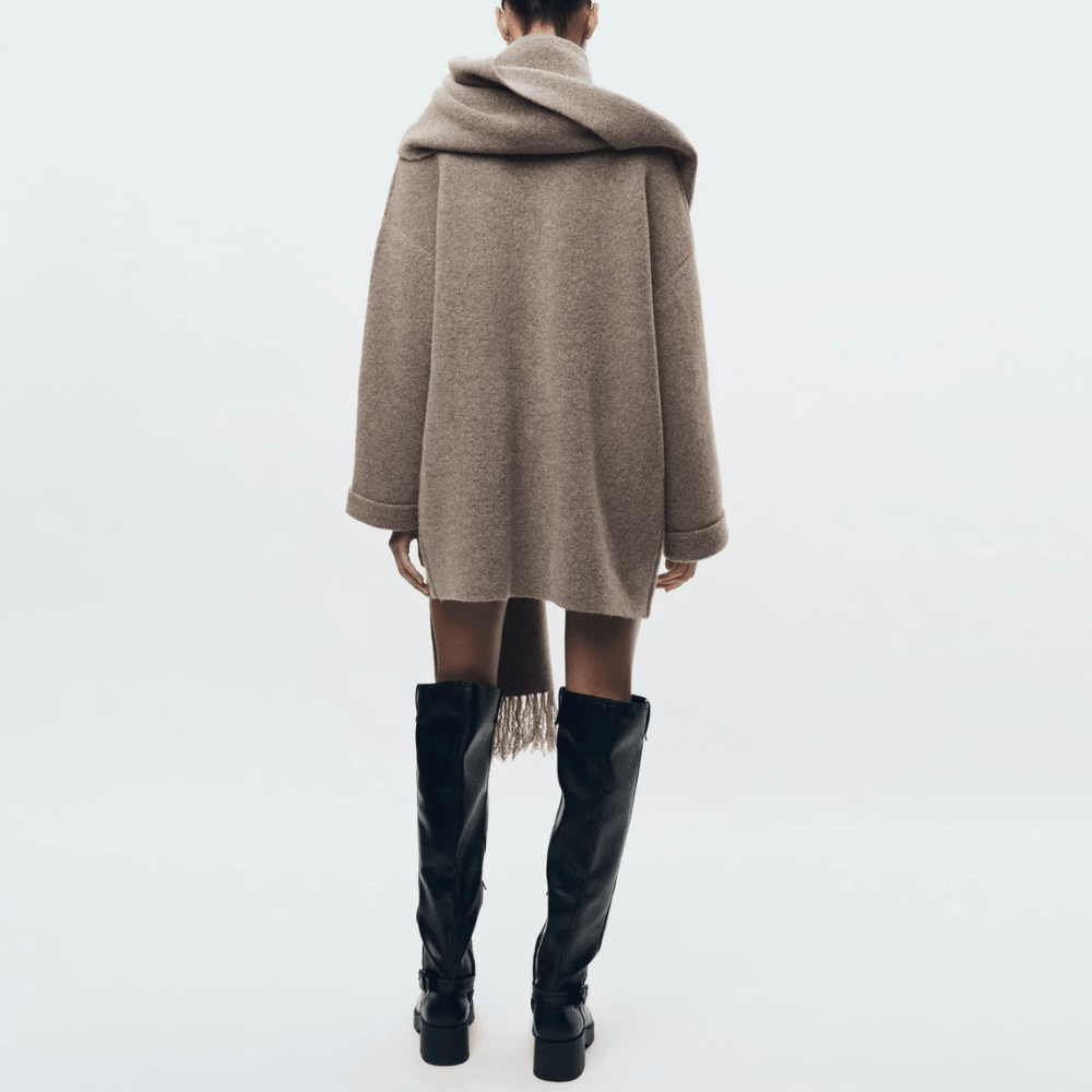 Manteau tricoté court à écharpe pour Femmes - Emilia Lane