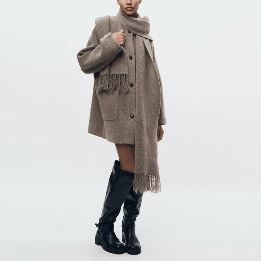 Manteau tricoté court à écharpe pour Femmes - Emilia Lane