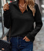 Loose Ribbed Zip-Up Sweater with Long Sleeves for Women  