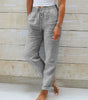 Pantalon Décontracté Taille Haute en Coton et Lin pour Femme - Emilia Lane