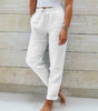 Pantalon Décontracté Taille Haute en Coton et Lin pour Femme - Emilia Lane