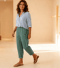 Pantalon Large Taille Haute en Coton et Lin pour Femmes - Emilia Lane