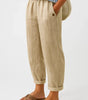 Pantalon Large Taille Haute en Coton et Lin pour Femmes - Emilia Lane