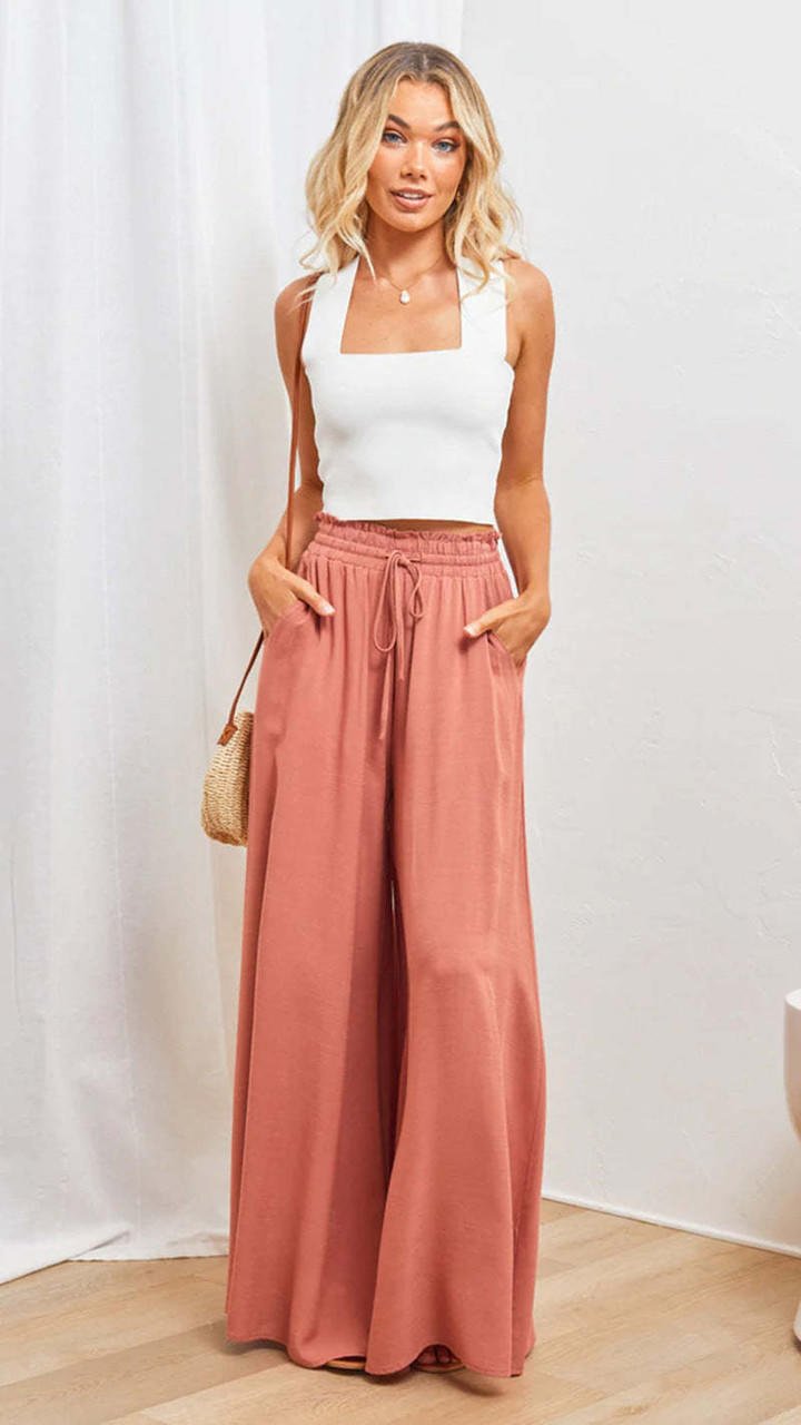 Pantalon Large Taille Haute en Tencel pour Femmes - Emilia Lane
