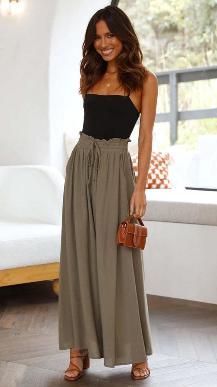 Pantalon Large Taille Haute en Tencel pour Femmes - Emilia Lane