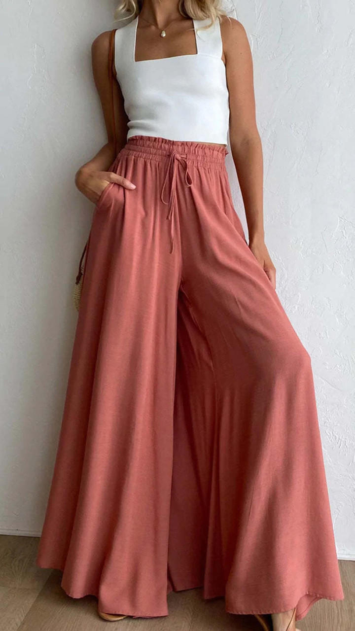 Pantalon Large Taille Haute en Tencel pour Femmes - Emilia Lane
