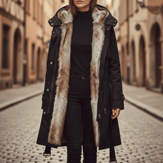 Parka Longue à Capuche et Fausse Fourrure pour Femme - Emilia Lane