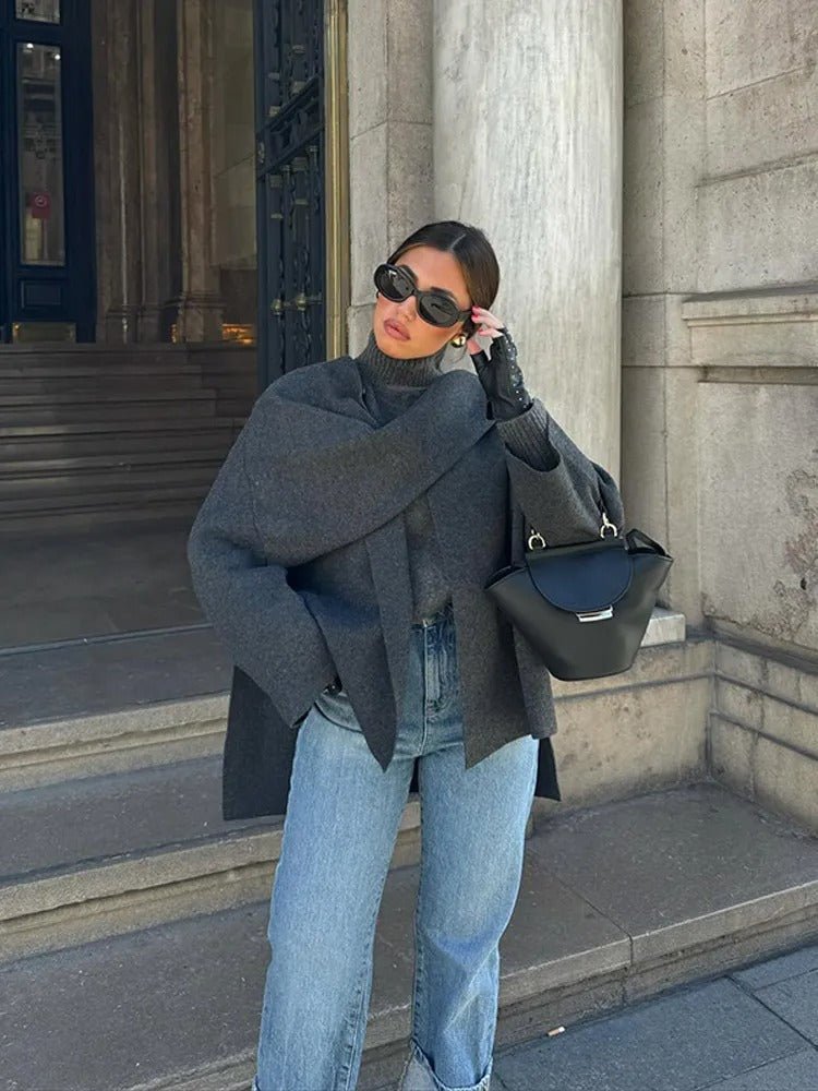Poncho Asymétrique en Laine pour Femme - Emilia Lane