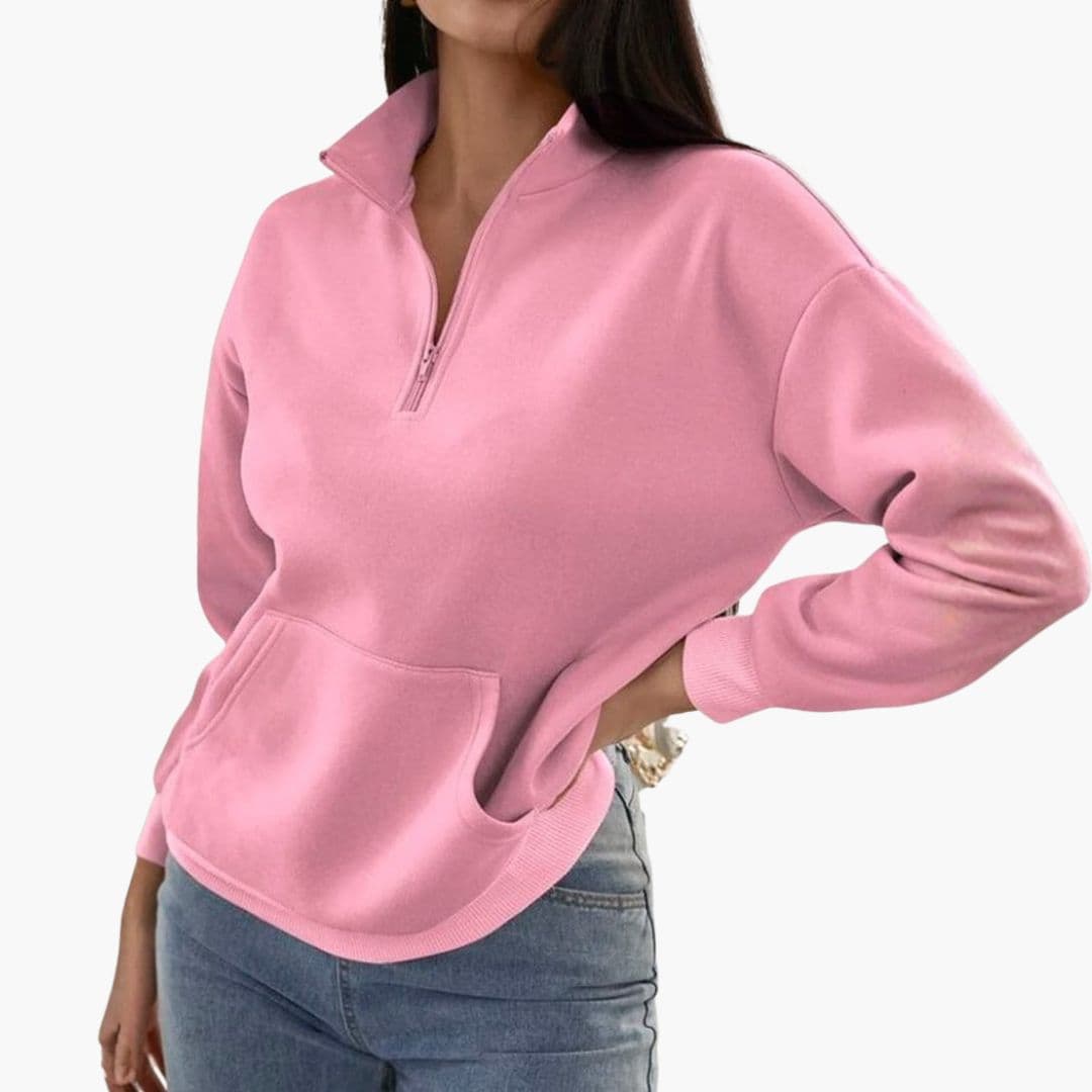 Pull Col Montant Zippé avec Poches pour Femmes - Emilia Lane