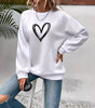 Pull col rond à manches longues avec impression cœur pour Femme - Emilia Lane