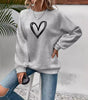 Pull col rond à manches longues avec impression cœur pour Femme - Emilia Lane