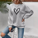 Pull col rond à manches longues avec impression cœur pour Femme - Emilia Lane
