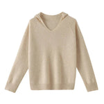 Pull en Laine à Capuche et Col en V pour Femme - Emilia Lane