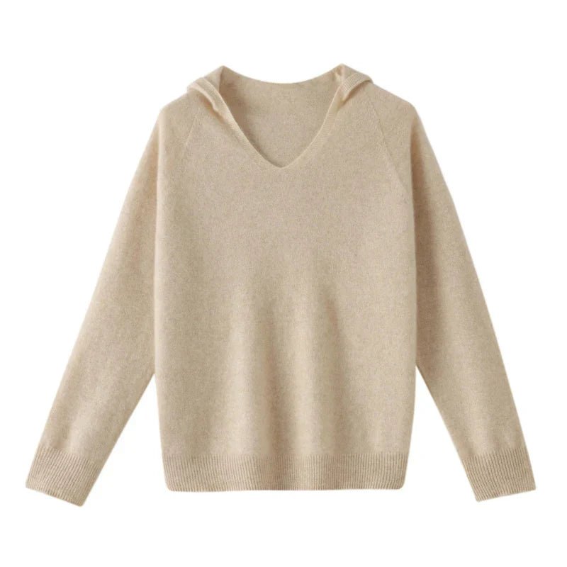 Pull en Laine à Capuche et Col en V pour Femme - Emilia Lane