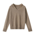 Pull en Laine à Capuche et Col en V pour Femme - Emilia Lane