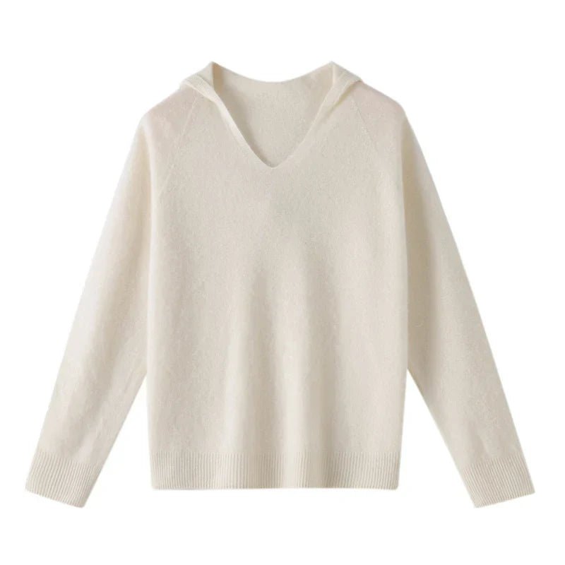 Pull en Laine à Capuche et Col en V pour Femme - Emilia Lane