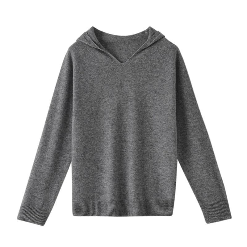 Pull en Laine à Capuche et Col en V pour Femme - Emilia Lane