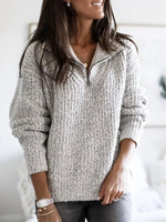 Pull en Tricot à Col Montant avec Fermeture Éclair pour Femme - Emilia Lane