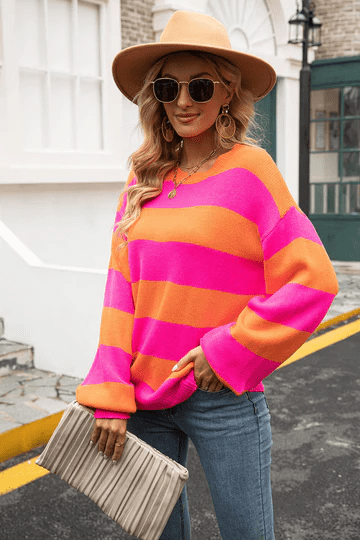 Pull - over en maille avec rayures pour Femme - Emilia Lane