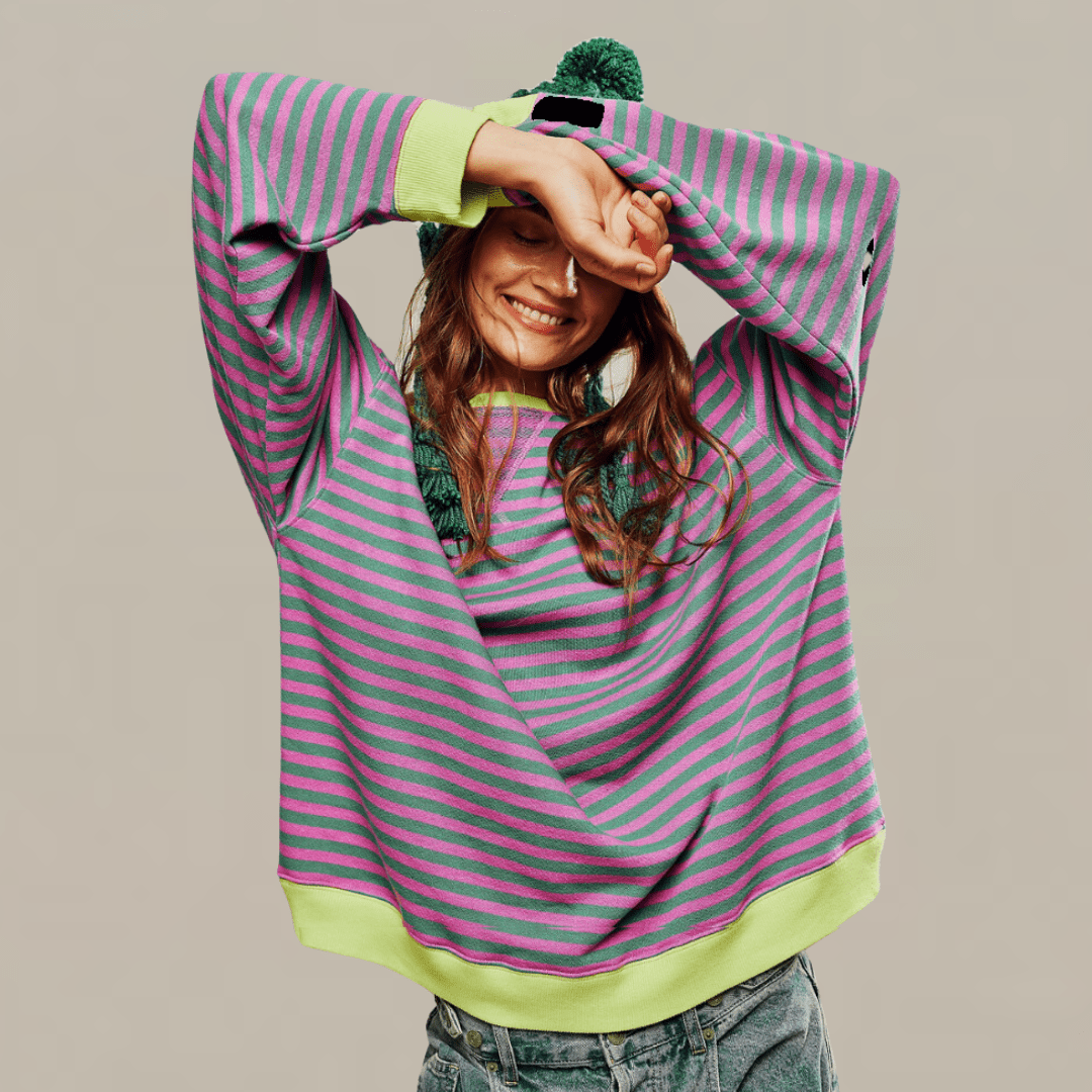 Pull oversize à rayures pour femmes - Emilia Lane