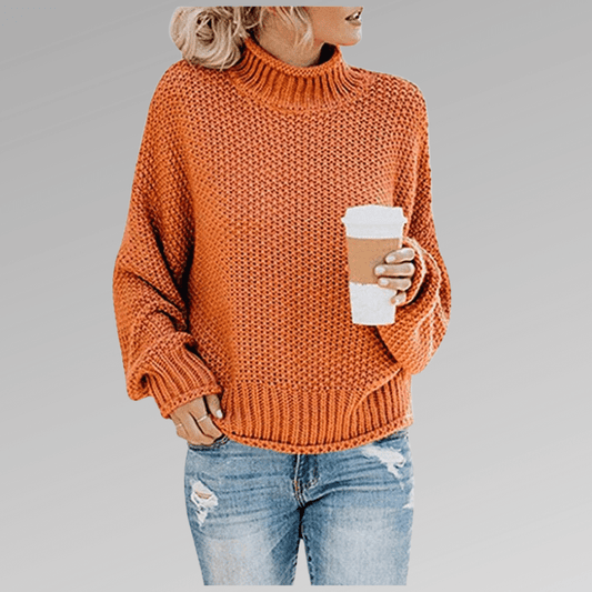 Pull Oversize en Maille à Col Montant pour Femme - Emilia Lane