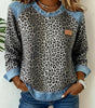 Pull patchwork en denim à imprimé léopard pour femmes - Emilia Lane