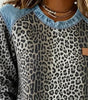 Pull patchwork en denim à imprimé léopard pour femmes - Emilia Lane