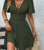 Robe à décolleté en V et manches à volants pour Femmes - Emilia Lane