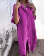 Robe Chemise Décontractée en Coton et Lin pour Femmes - Emilia Lane